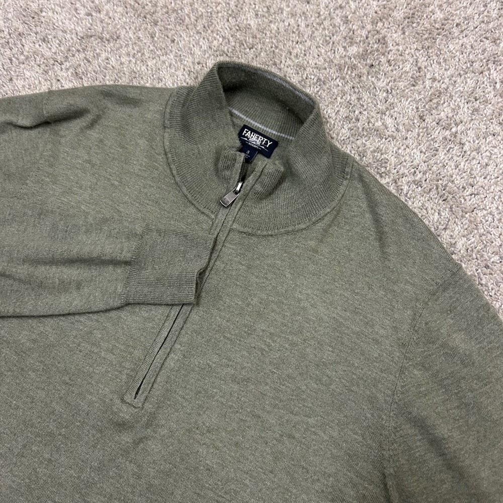 Faherty Movement Quarter Zip Sweater Small Green Reserve Coolmax‎ 1/4 Zip